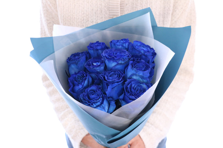 【大輪】11本の青いバラの花束