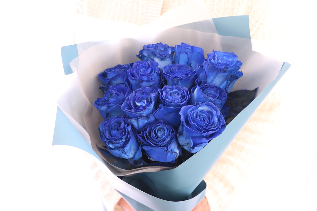 【大輪】13本の青いバラの花束