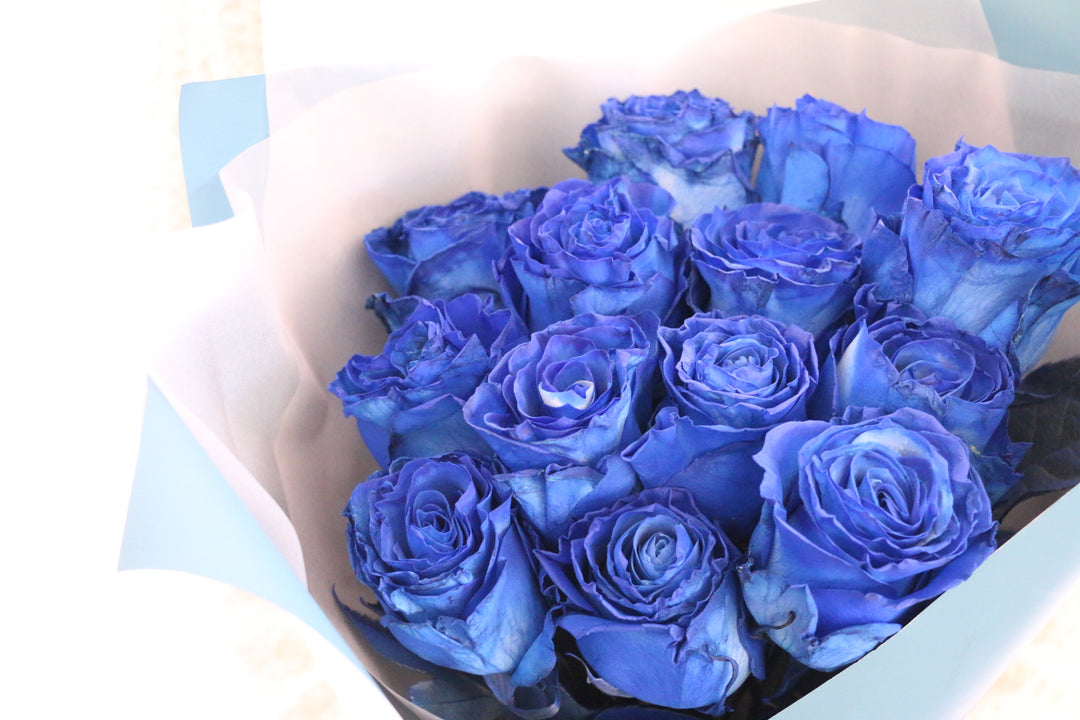 【大輪】13本の青いバラの花束