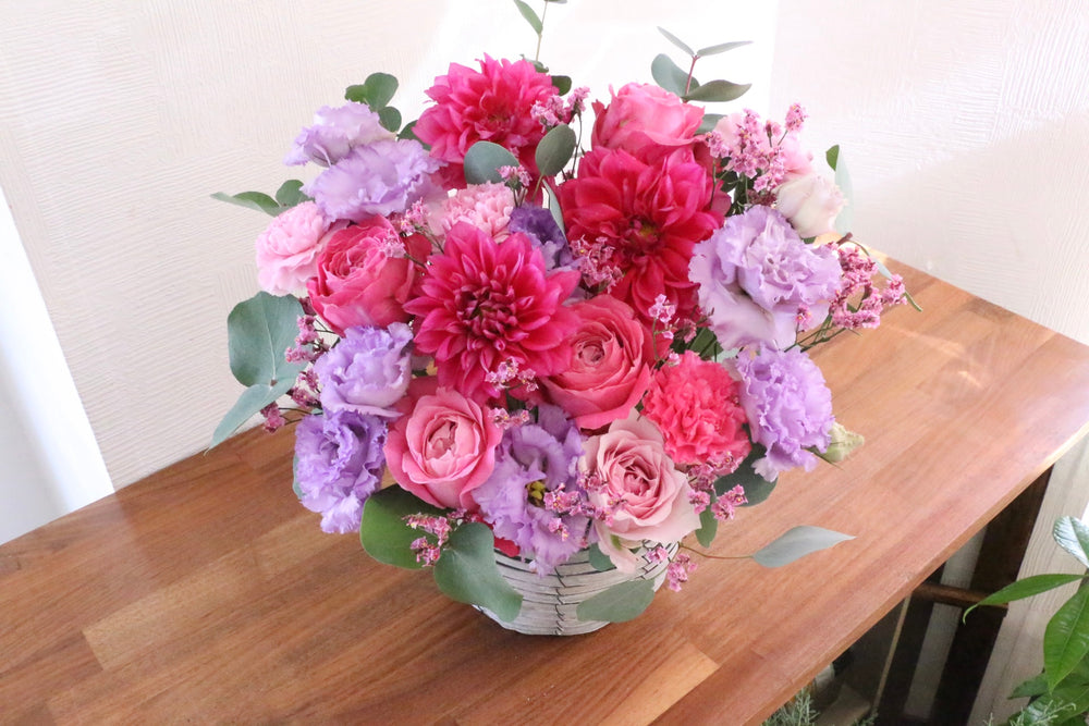 紫・ピンクのアレンジメント 12,000円