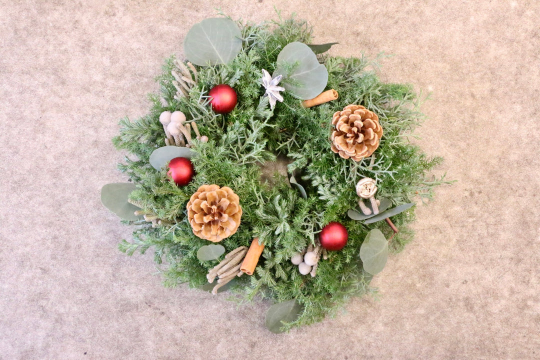 フレッシュクリスマスリース 生花 レッド Sサイズ