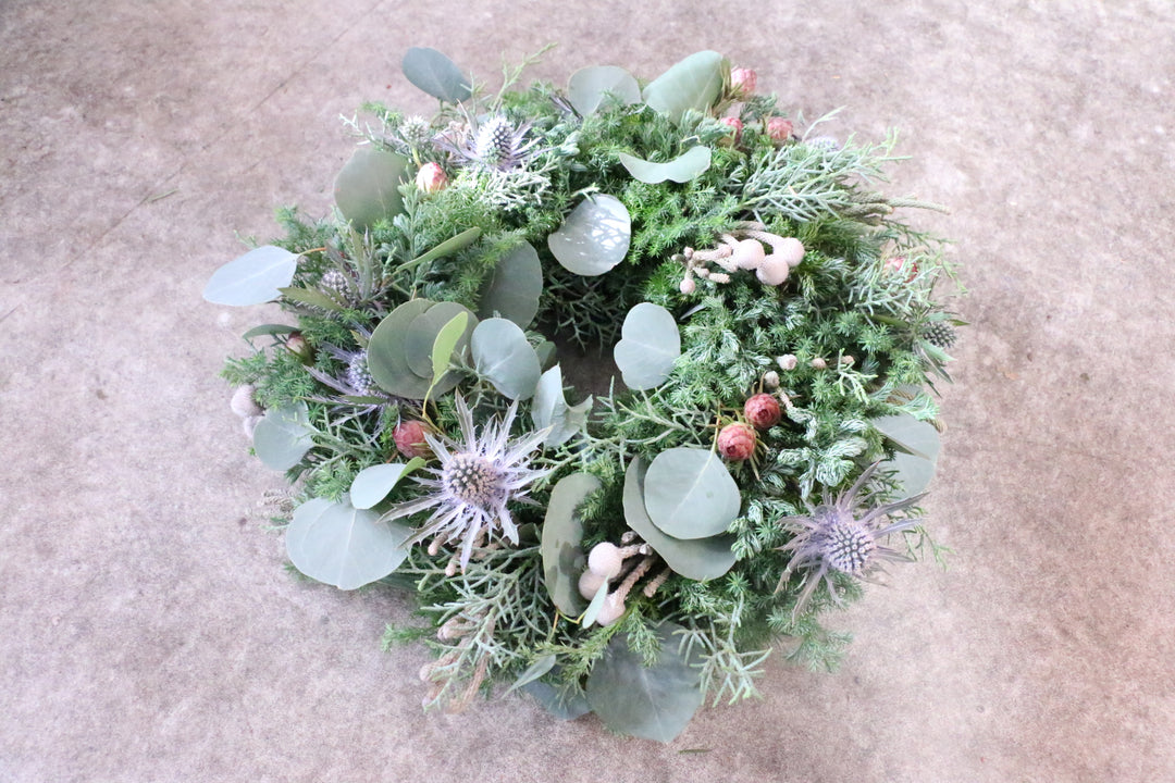 フレッシュクリスマスリース 生花 グリーン Mサイズ