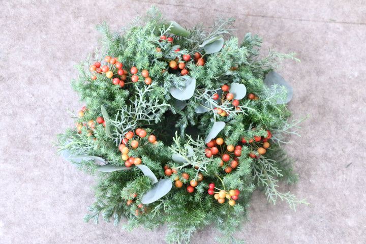 赤い実のフレッシュクリスマスリース Sサイズ