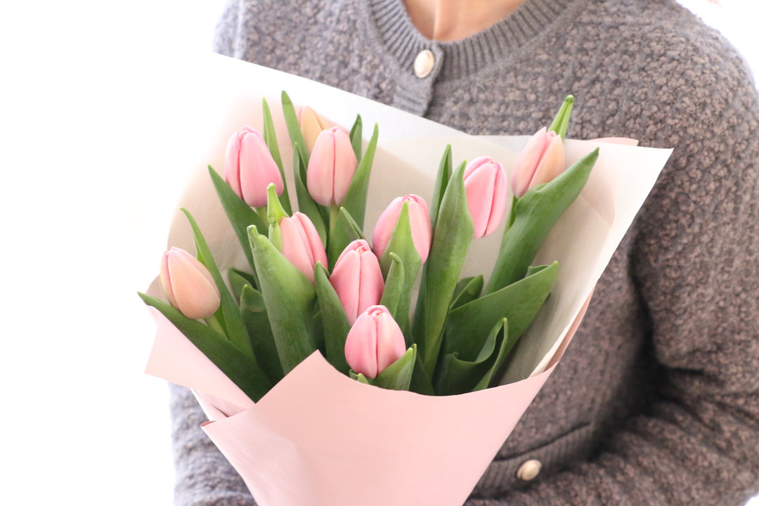 ピンクのチューリップの花束（10本）