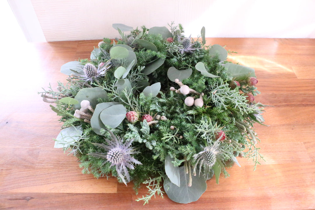 フレッシュクリスマスリース 生花 グリーン Mサイズ