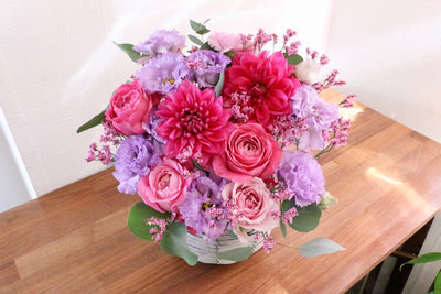 紫・ピンクのアレンジメント 9,000円