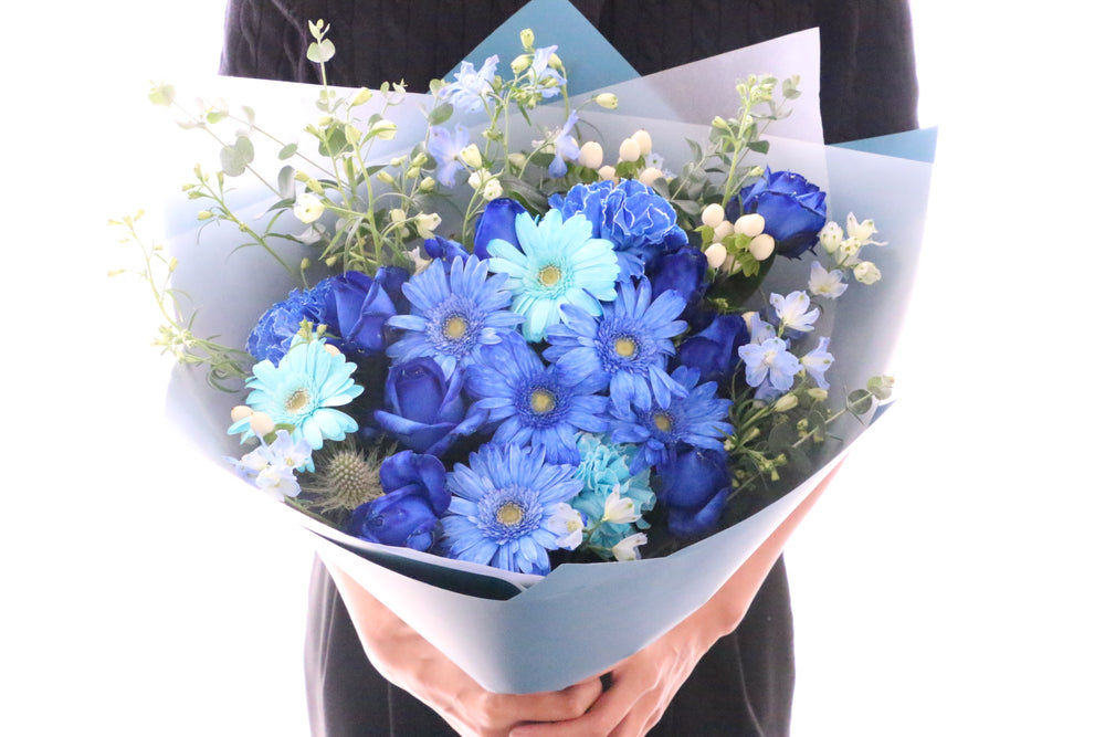 水色・青・白の花束 12,000円
