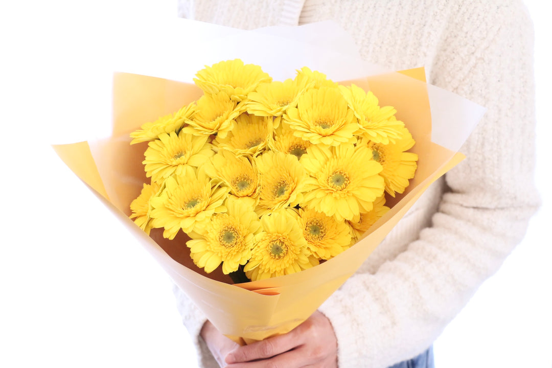 黄色のガーベラの花束（20本）-真心あるのみ