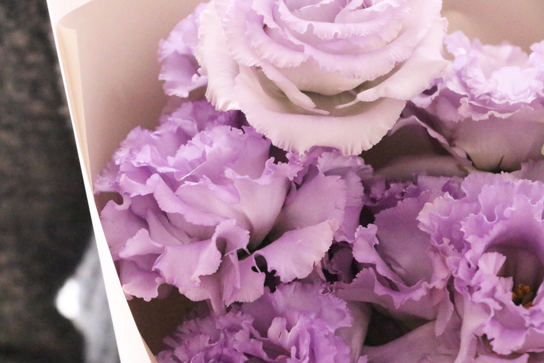 紫色のトルコキキョウの花束（3本）