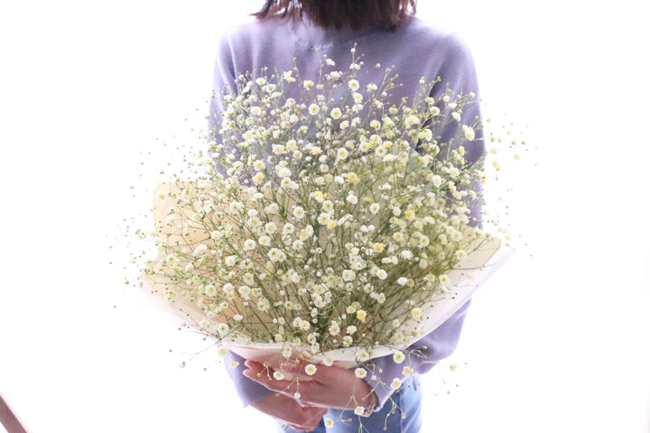 黄色のカスミソウ（かすみ草）の花束 3,500円 Sサイズ