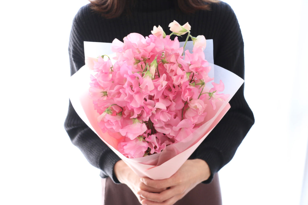 ピンク色のスイートピーの花束（25本）