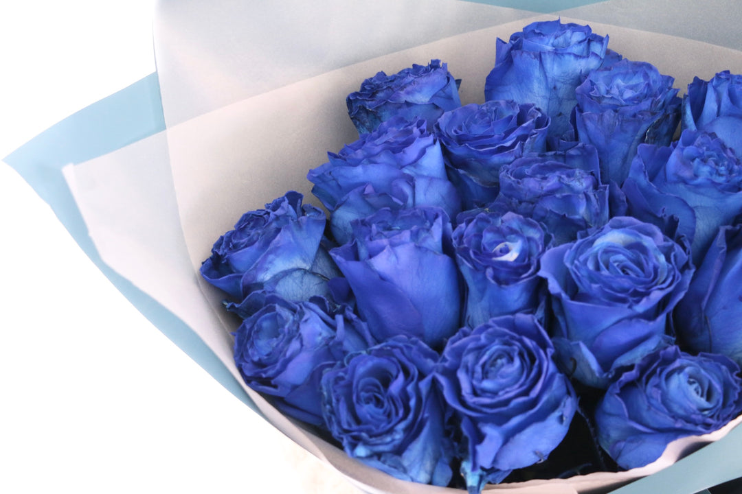 【大輪】18本の青いバラの花束