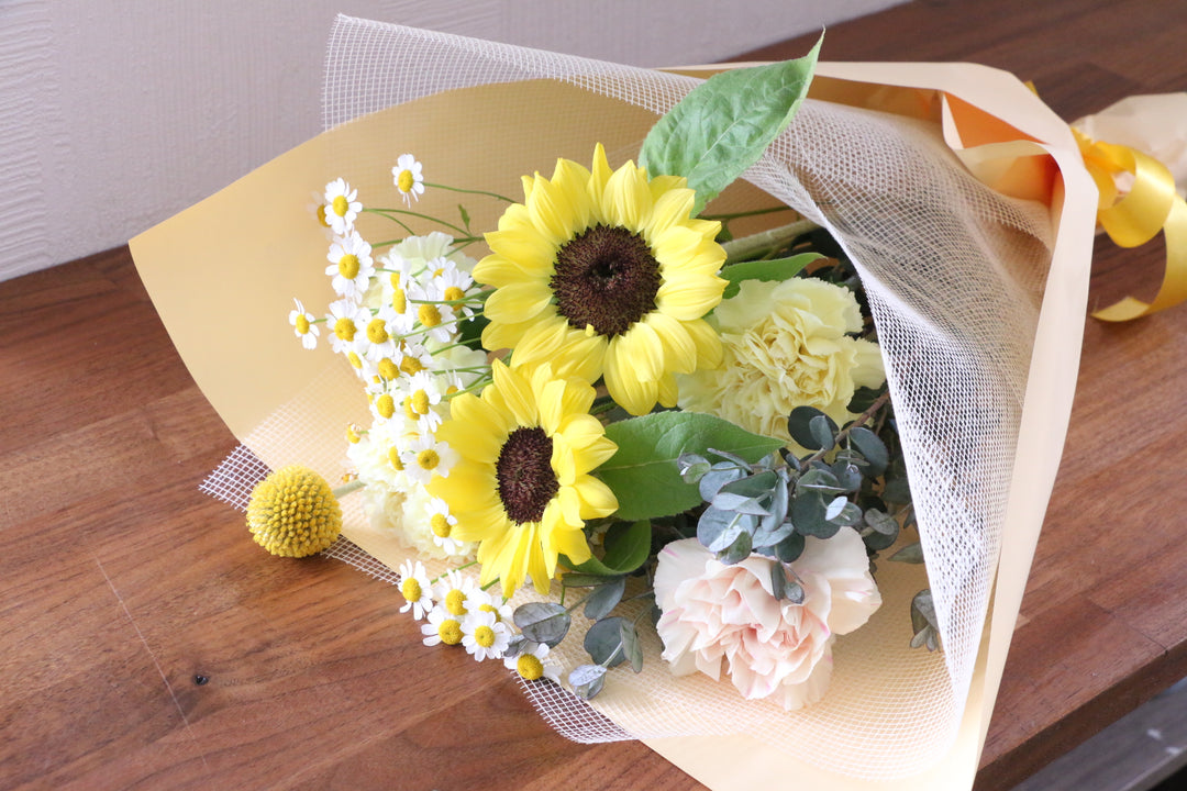 黄色のひまわりの花束 Sサイズ