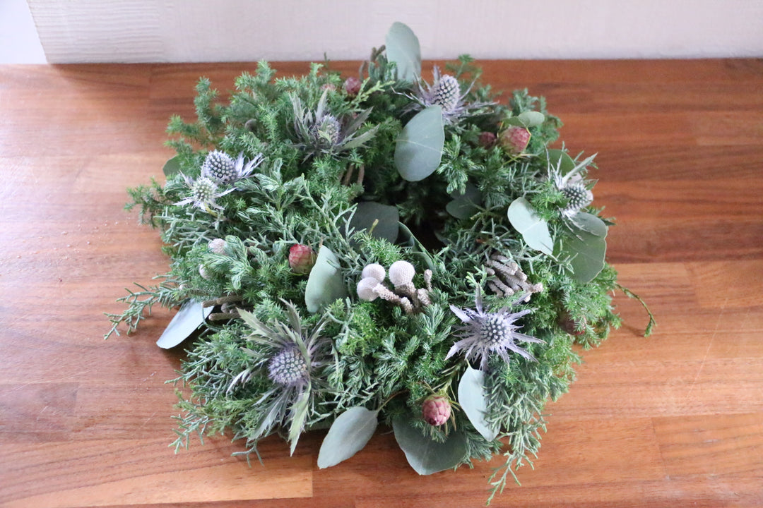 フレッシュクリスマスリース 生花 グリーン Sサイズ