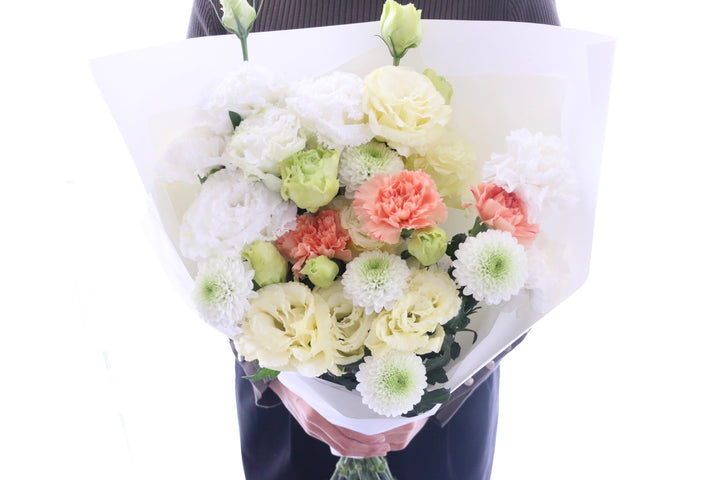 【供花】白色・黄色・オレンジ色のお供え花束 9,000円