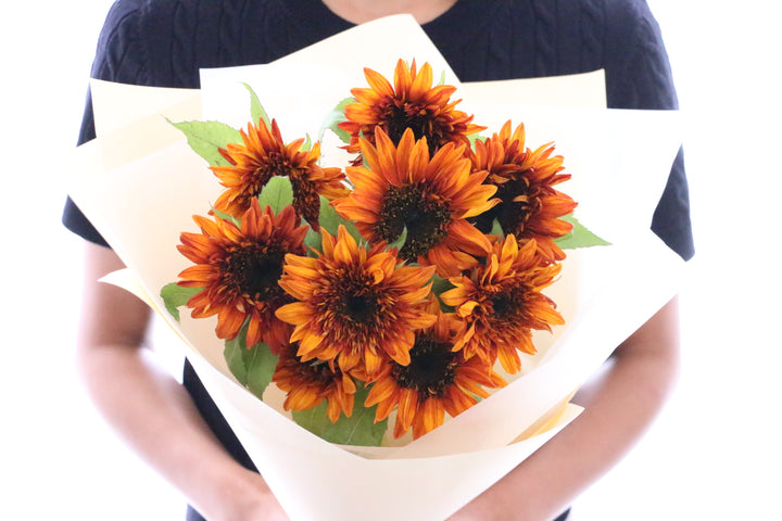 ブラウンのひまわりの花束（9本）