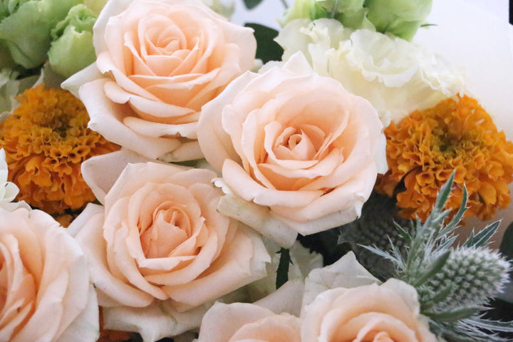 オレンジ色バラ入りの花束 Lサイズ 10,000円