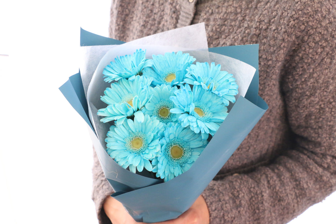 水色のガーベラの花束（8本）-あなたの思いやりに感謝します