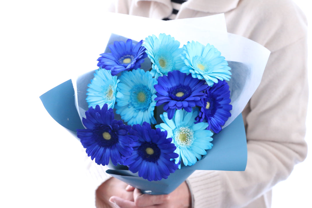 水色・青色のガーベラの花束（10本）