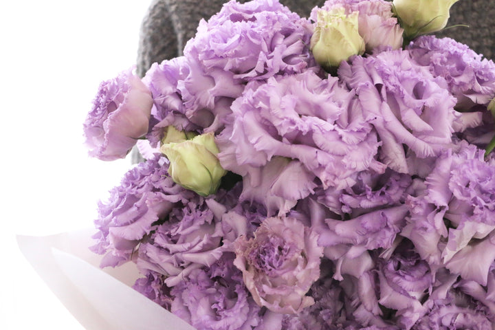 紫色のトルコキキョウの花束（8本）