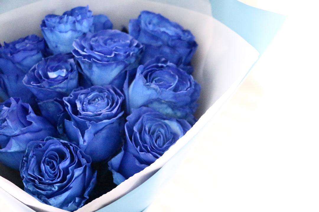 【大輪】10本の青いバラの花束
