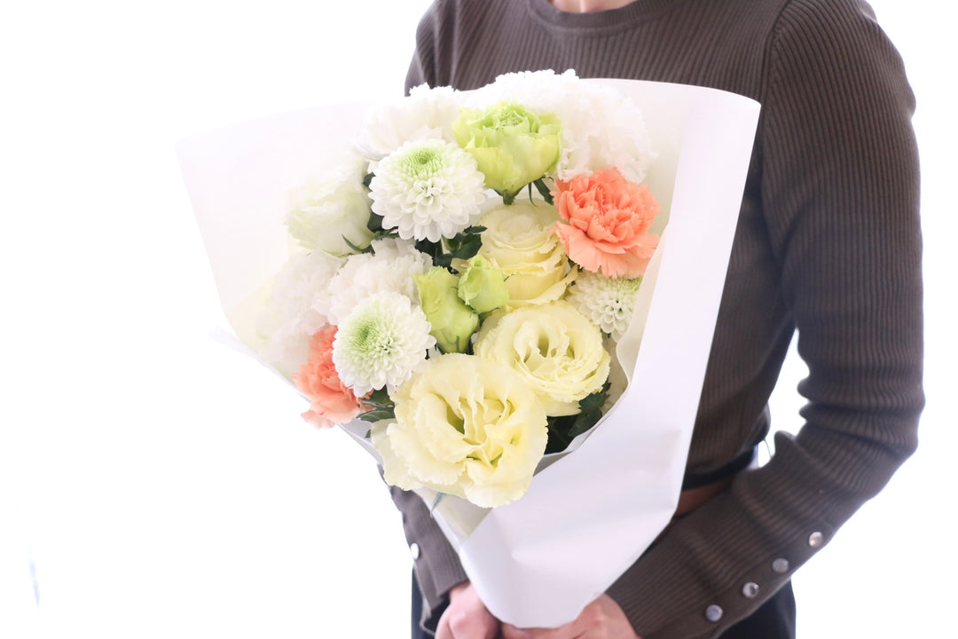 【供花】白色・黄色・オレンジ色のお供え花束 5,000円