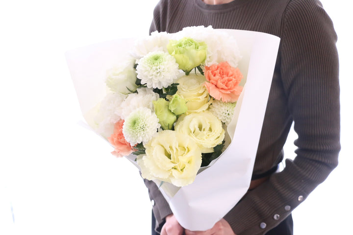 【供花】白色・黄色・オレンジ色のお供え花束 5,000円
