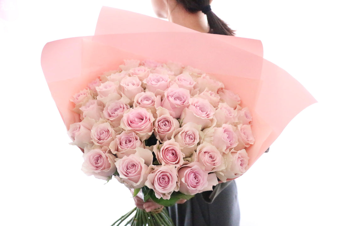 39本のピンク色のバラの花束-永遠の愛を誓います