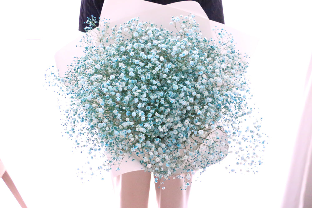 水色のカスミソウ（かすみ草）の花束 10,000円