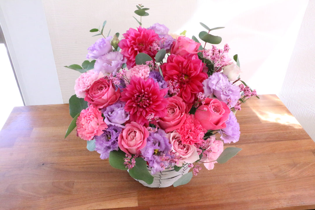 紫・ピンクのアレンジメント 15,000円