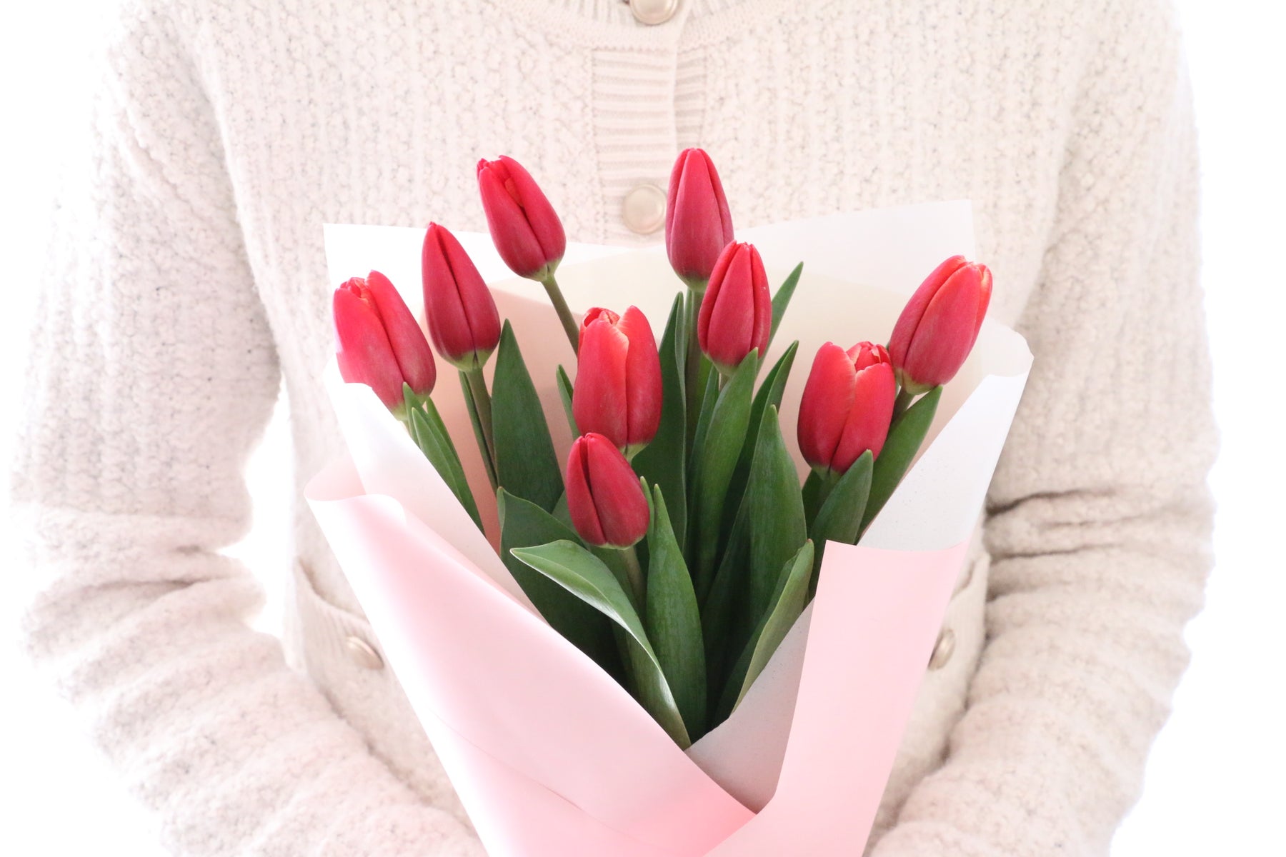 赤色のチューリップの花束（9本） – 花・花束の通販サイト｜HanaTaku