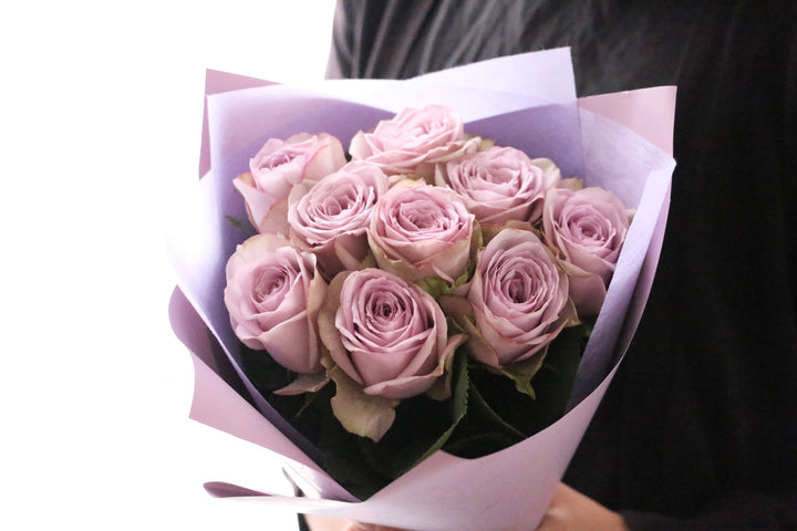紫色のバラの花束（9本）-いつまでも一緒にいてください