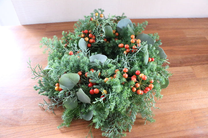 赤い実のフレッシュクリスマスリース Sサイズ