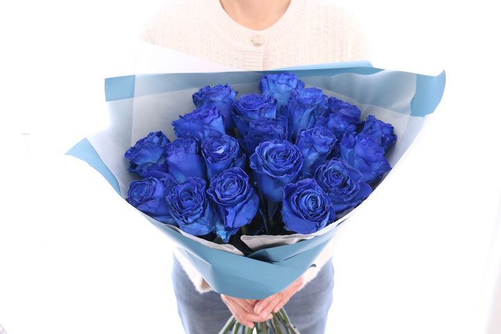 【大輪】20本の青いバラの花束