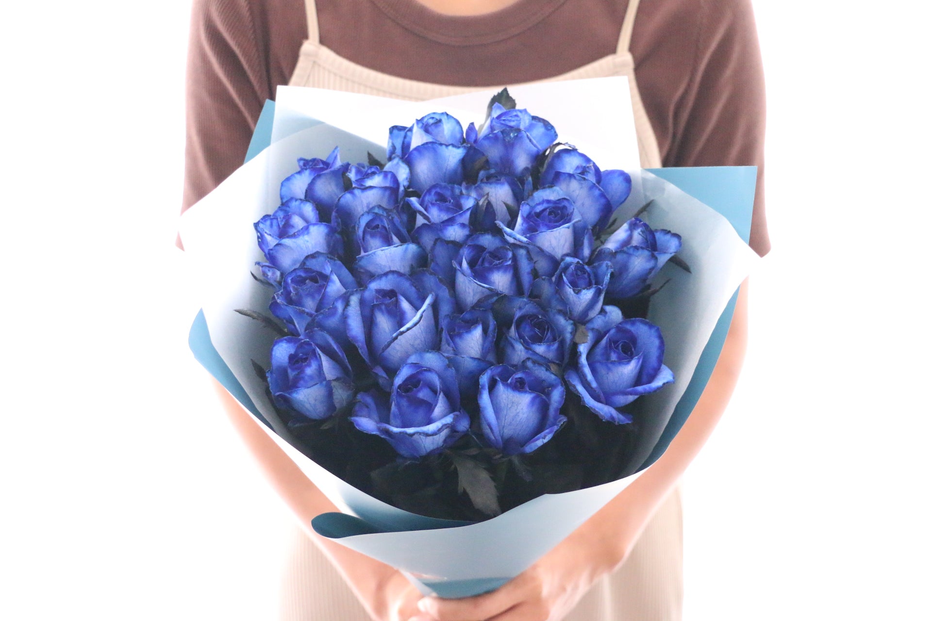 21本青バラブーケ青ラメ付き❣️プレゼント お祝い 枯れない花 永生薔薇特別な人へ 国産】21本の青いバラの花束－あなただけに尽くします – 花・花束の