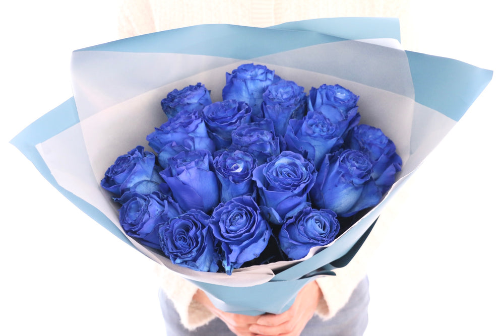 【大輪】18本の青いバラの花束
