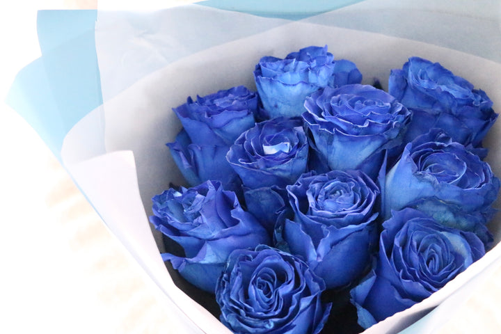【大輪】10本の青いバラの花束
