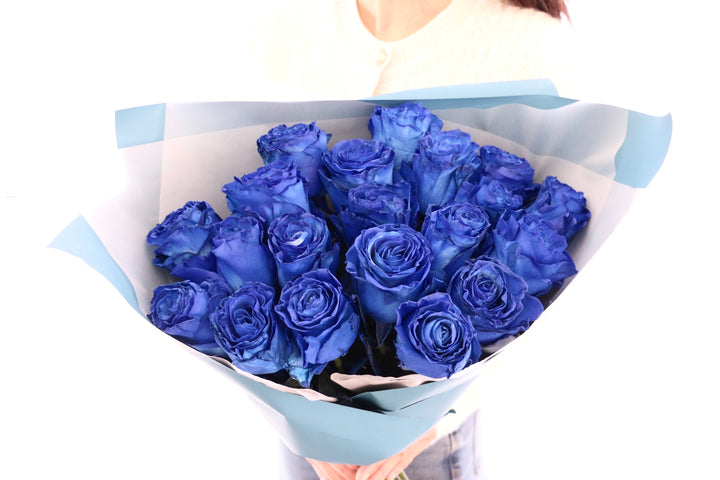 【大輪】20本の青いバラの花束
