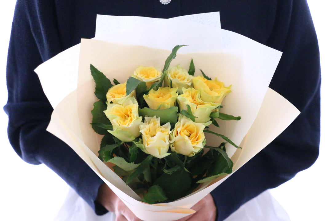 黄色バラの花束（9本）-いつまでも一緒にいてください