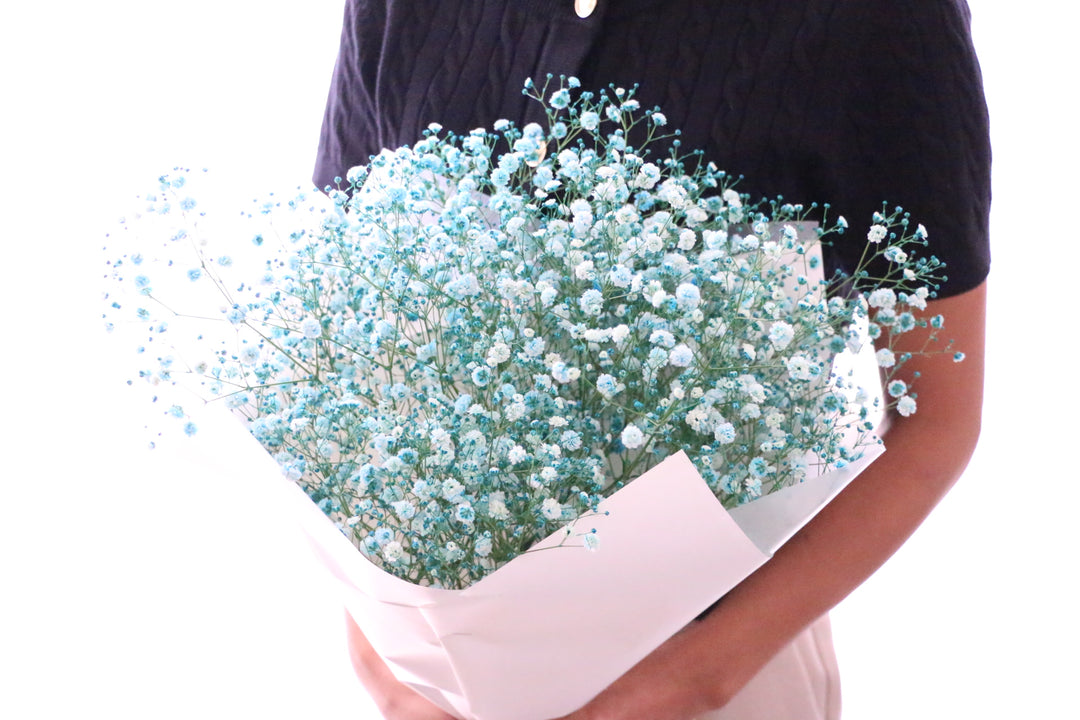 水色のカスミソウ（かすみ草）の花束 3,500円