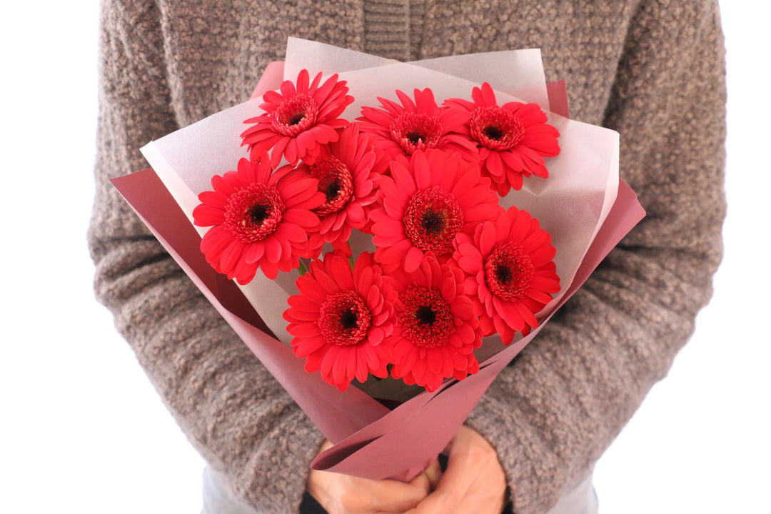 赤色のガーベラの花束（9本）-いつまでも一緒にいてください