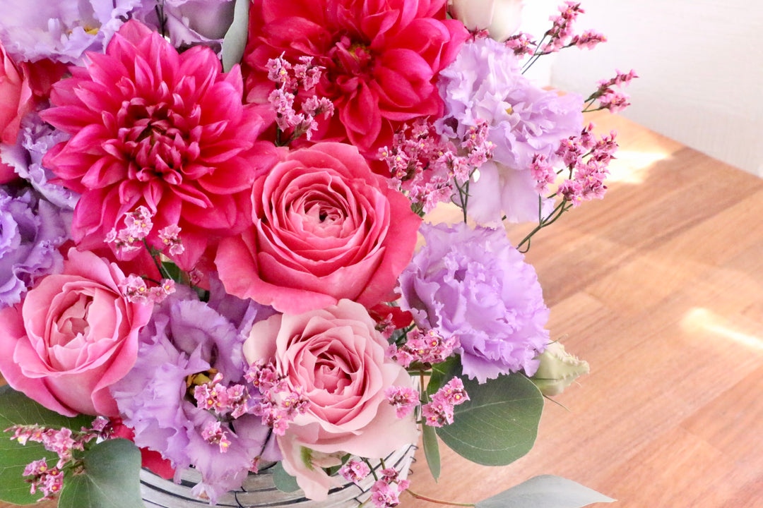 紫・ピンクのアレンジメント 9,000円