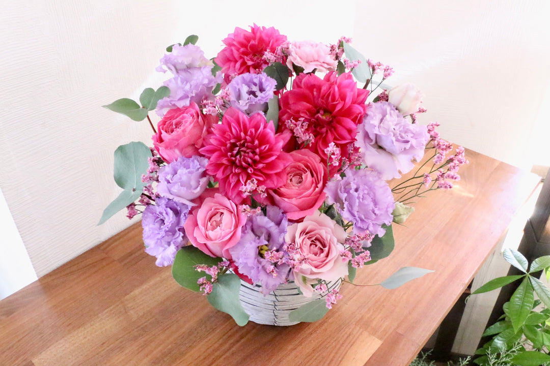 紫・ピンクのアレンジメント 10,000円