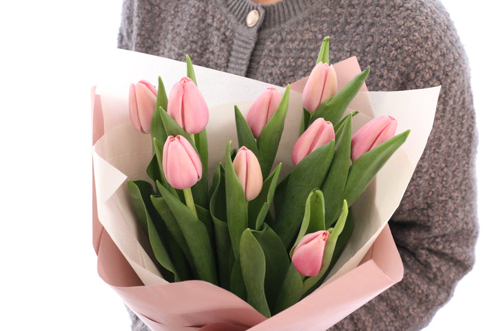 ピンクのチューリップの花束（9本）