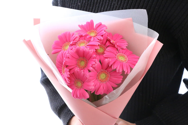 濃いピンク色のガーベラの花束（10本）