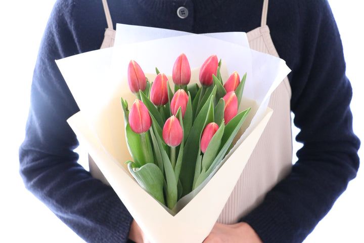 赤色のチューリップの花束（10本）