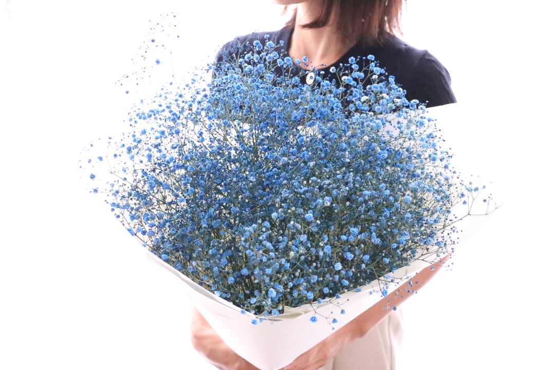 青のカスミソウ（かすみ草）の花束 8,000円