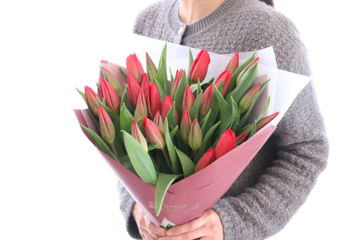 赤いチューリップの花束（30本）