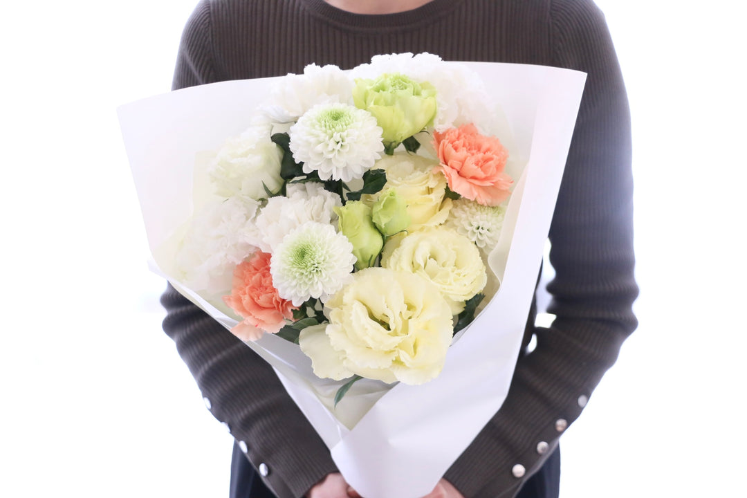 【供花】白色・黄色・オレンジ色のお供え花束 5,000円