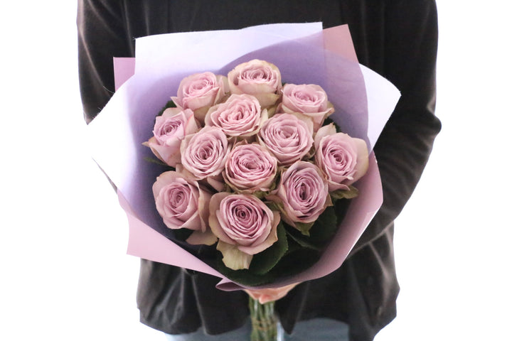 紫色のバラの花束（12本）-私の妻になってください